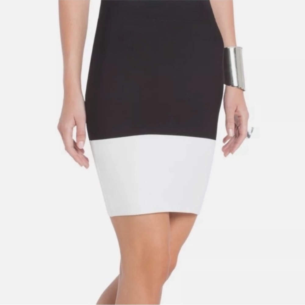 BCBCMaxAzria Black & White Joelle Color Block Bandage Pencil Skirt
